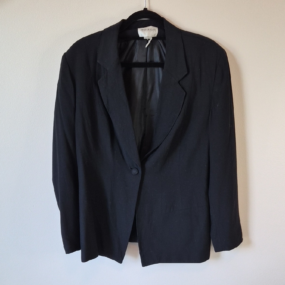Hugo Buscati | Vintage Classic Black Blazer Sz 12 - Picture 3 of 5